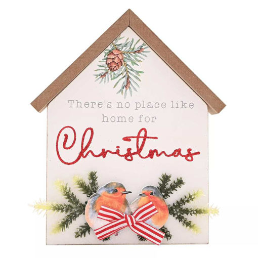 Picture of CHRISTMAS ROBIN WOOD HOUSE PLAQUE